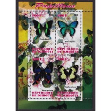 MARIPOSAS FLORES DJIBOUTI HOJA BLOQUE ESPECIAL DE ESTAMPILLAS NUEVAS MINT